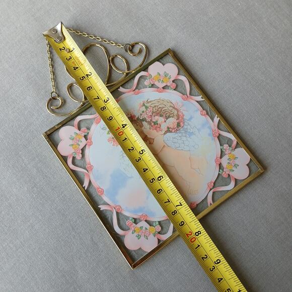 Dreamsicles Cherub Kiss glass suncatcher The Hamilton Collection VTG 1996 5"sq - Picture 7 of 7